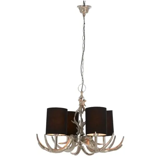 Antlor 4 Fabric Shades Chandelier Ceiling Light - Silver image