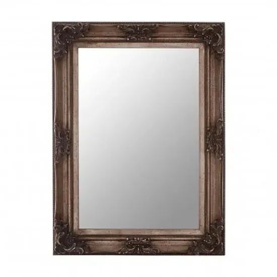 Antoine Rectangular Wall Mirror - Antique Silver, Wood image