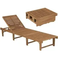 Anya Foldable Sun Lounger - Natural, Acacia Wood