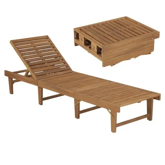 Anya Foldable Sun Lounger - Natural, Acacia Wood