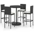 Anya Large Round Bar Table with 4 Audriana Chairs - Black, Rattan
