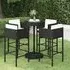 Anya Large Round Bar Table with 4 Avyanna Chairs - Black, Rattan
