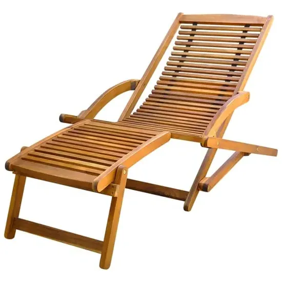 Anya Outdoor Sun Lounger with Footrest - Light Oak image