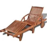 Anya Sun Lounger with Wheels - Natural, Acacia Wood