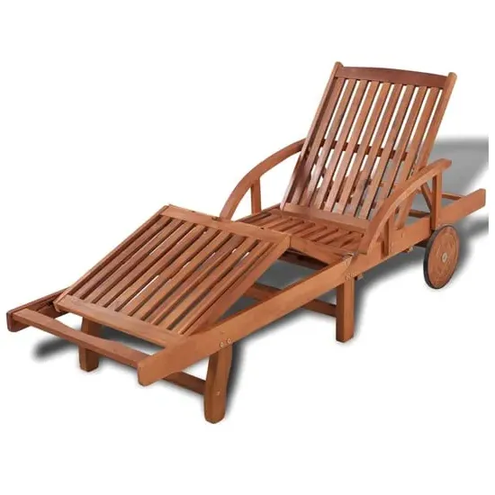 Anya Sun Lounger with Wheels - Natural, Acacia Wood