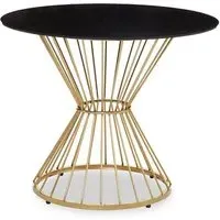 Anza Round Dining Table - Black Glass, Gold Metal