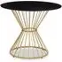 Anza Round Dining Table - Black Glass, Gold Metal