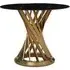 Anza Round Dining Table - Black Glass, Gold Metal