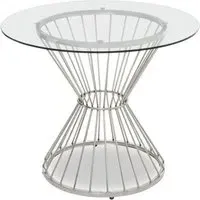 Anza Round Dining Table - Clear Glass, Silver Metal