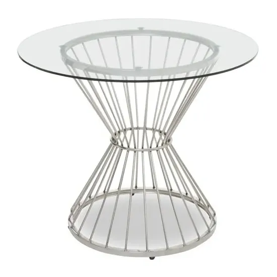 Anza Round Dining Table - Clear Glass, Silver Metal image