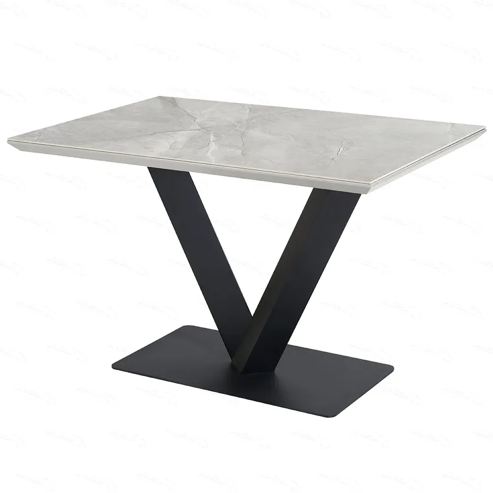 Anzio Rectangular Dining Table - Grey, Ceramic Marble image
