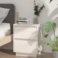 Aoife Bedside Cabinet with 2 Drawers - White, Pine Wood