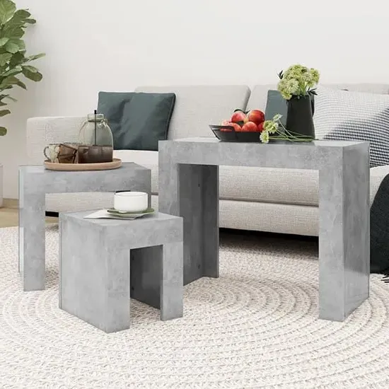 Aolani Nest of 3 Tables - Concrete Effect, Engineered Wood image