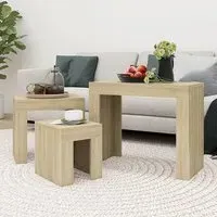 Aolani Nest of 3 Tables - Sonoma Oak, Engineered Wood