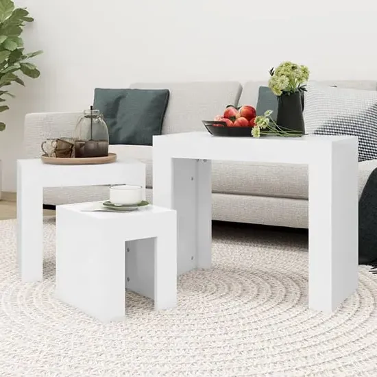 Aolani Nest of 3 Tables - White, Engineered Wood