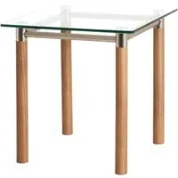 Apache Square Glass Side Table - Clear, Oak
