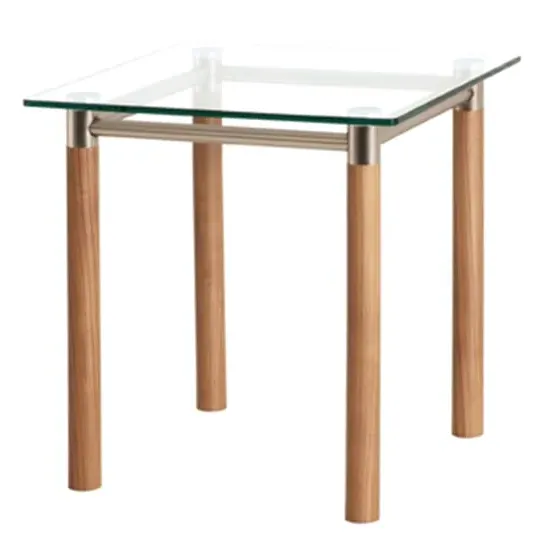 Apache Square Glass Side Table - Clear, Oak