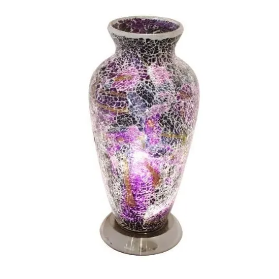 Apollo Mosaic Glass Vase Table Lamp - Purple
