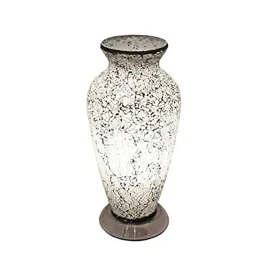 Apollo Mosaic Glass Vase Table Lamp - White