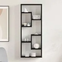 Aponka 6-Shelf Wall Shelving Unit - Black Oak, Engineered Wood alternate view