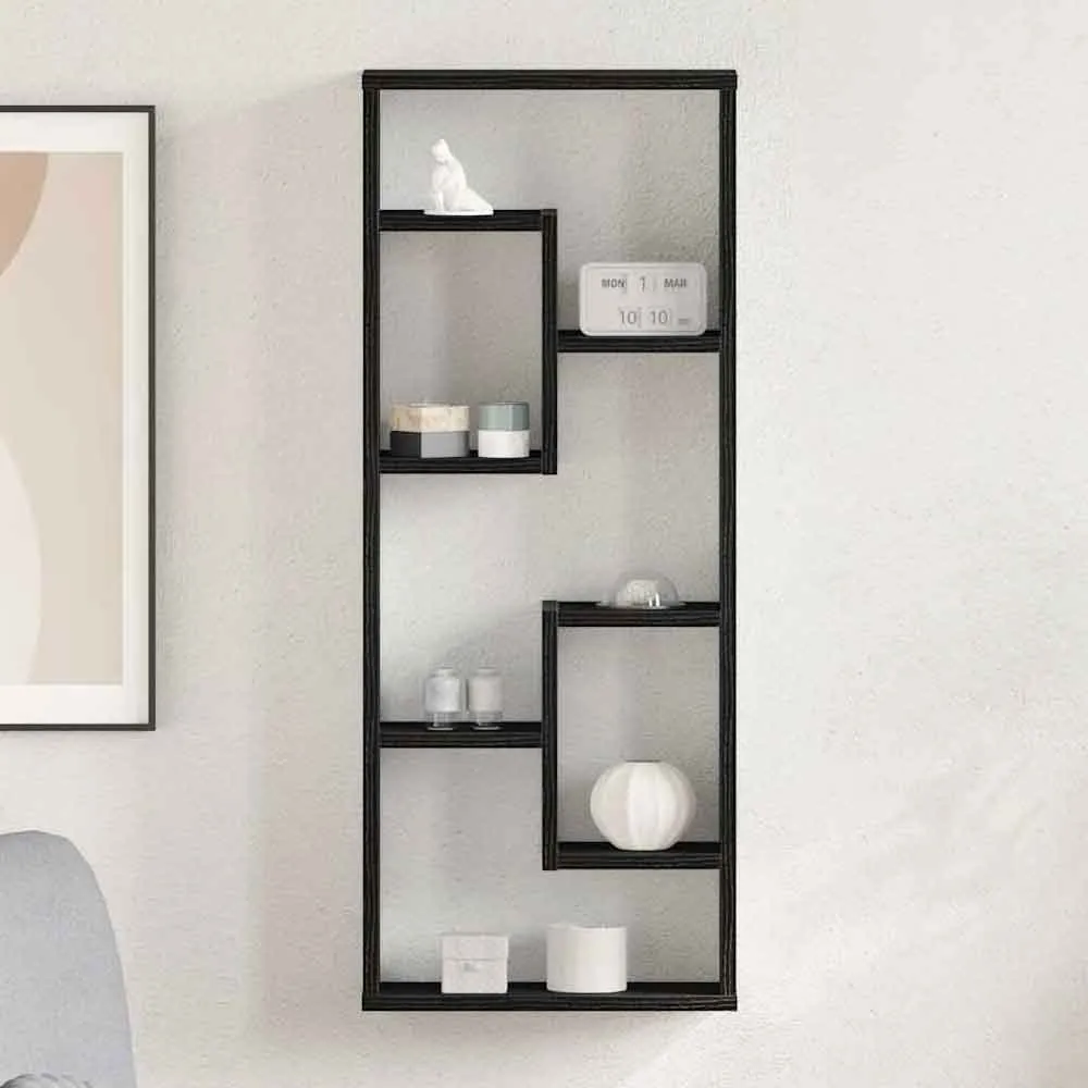 Aponka 6-Shelf Wall Shelving Unit - Black Oak, Engineered Wood product