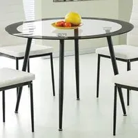Apopka Round Glass Dining Table - Clear, Black