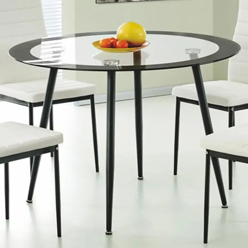 Apopka Round Glass Dining Table - Clear, Black