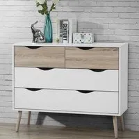 Appleton 4 Drawer Chest - White, Oak Effect