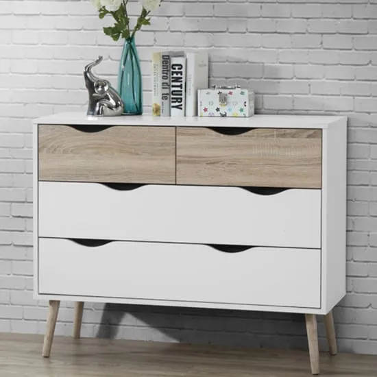 Appleton 4 Drawer Chest - White, Oak Effect