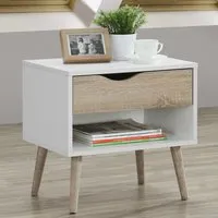 Appleton Bedside Cabinet - White, Oak Effect