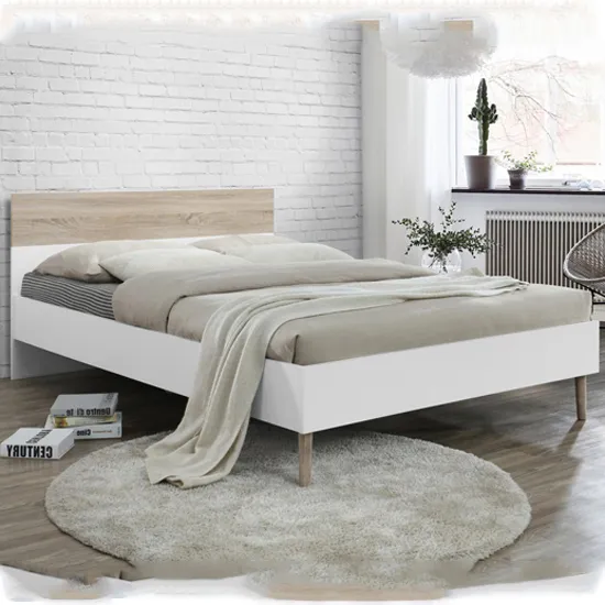 Appleton King Size Bed - White, Oak Effect