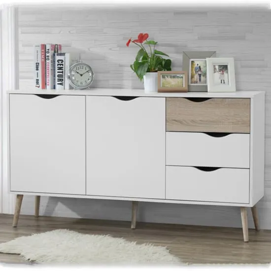 Appleton Large Sideboard - White, Oak Effect