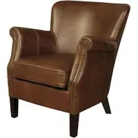 Aquarii Leather Armchair with Wooden Legs - Tan