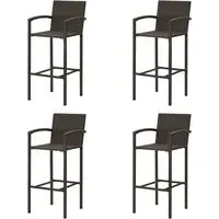 Arabella Set of 4 Bar Chairs with Footrest - Brown, Rattan