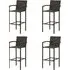 Arabella Set of 4 Bar Chairs with Footrest - Brown, Rattan