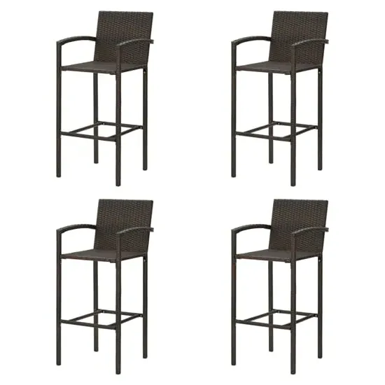 Arabella Set of 4 Bar Chairs with Footrest - Brown, Rattan image