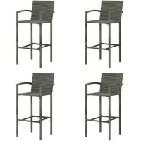 Arabella Set of 4 Bar Chairs with Footrest - Grey, Rattan