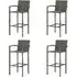 Arabella Set of 4 Bar Chairs with Footrest - Grey, Rattan