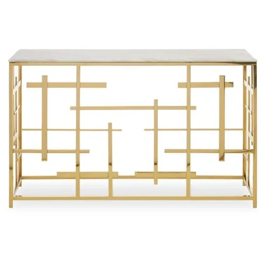 Aralia Console Table - White, Marble