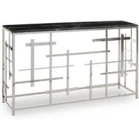Aralia Console Table with Silver Metal Frame - Black, Marble alternate view