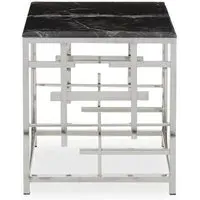 Aralia Square Side Table - Black, Marble