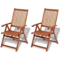 Arana Outdoor 5-Position Folding Chairs Pair - Natural, Acacia