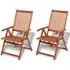 Arana Outdoor 5-Position Folding Chairs Pair - Natural, Acacia