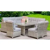 Arax Glass Top Garden Corner Dining Set - Grey