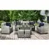 Arax Glass Top Garden Sofa Dining Set with 2 Ottomans - Grey