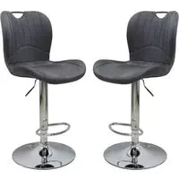 Arcadia Adjustable Bar Stools with Swivel - Grey, Velvet