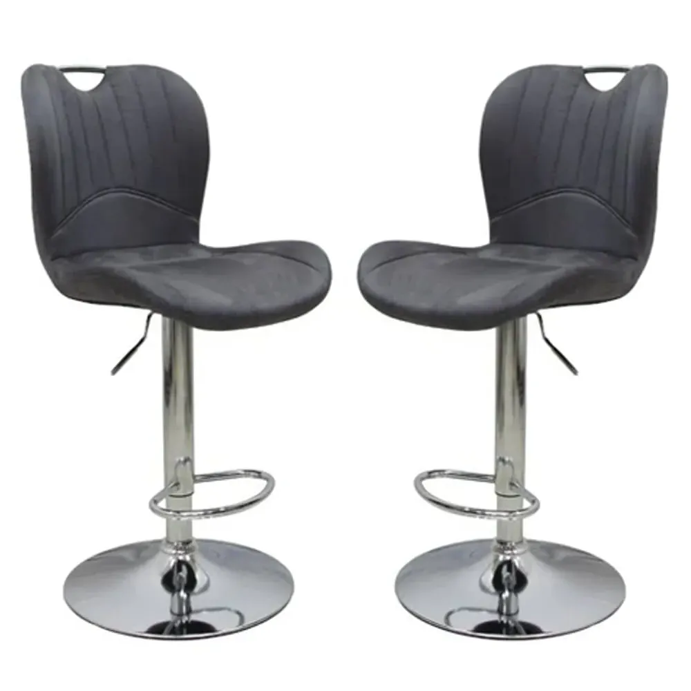 Arcadia Adjustable Bar Stools with Swivel - Grey, Velvet image