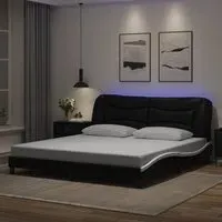 Arcadia Super King Size Bed Frame with LED - Black and White