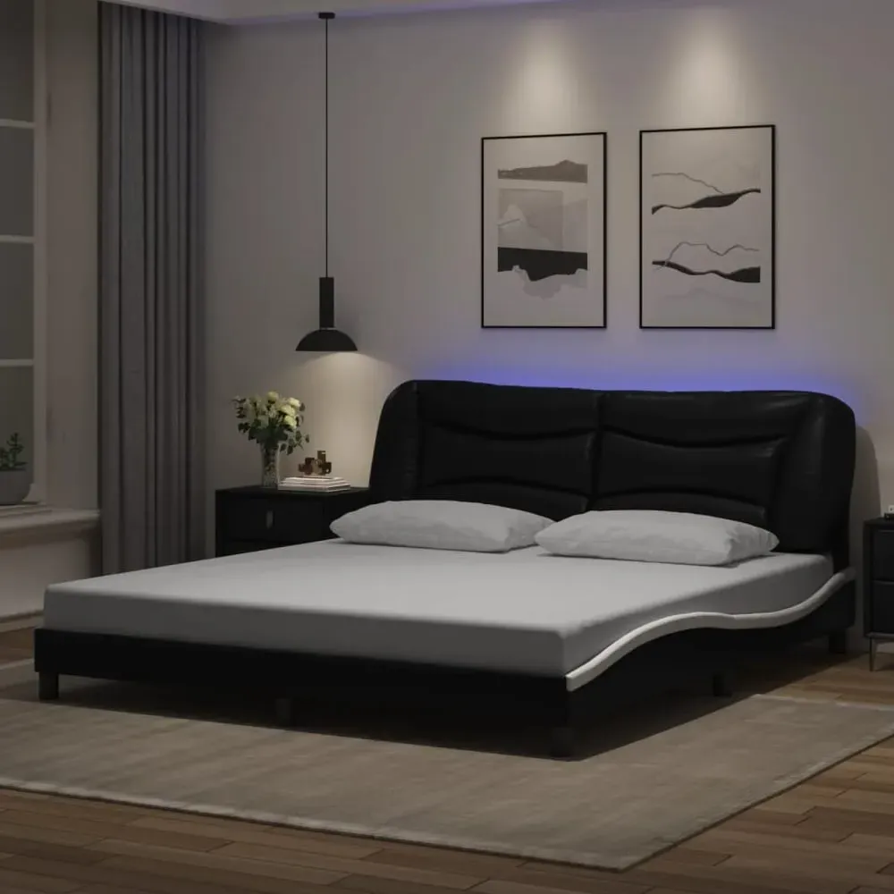 Arcadia Super King Size Bed Frame with LED - Black and White image