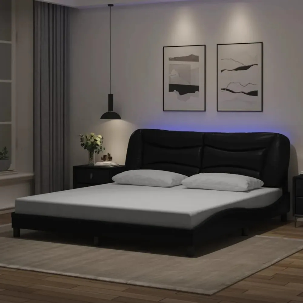 Arcadia Super King Size Bed Frame with LED - Black